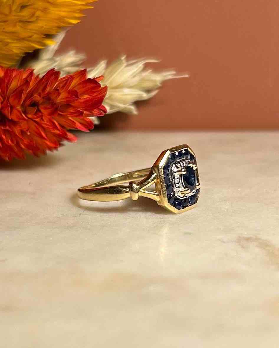 Bague Style Art - Déco Saphirs "Adélaïde" - Elliade Paris