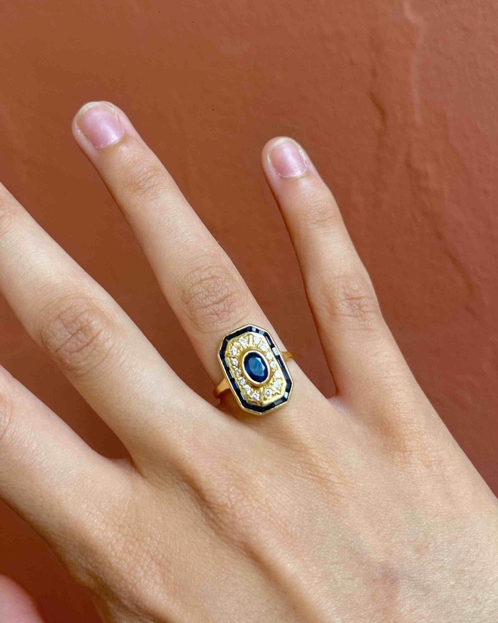 Bague style Art - Déco Saphirs "Amélia" - Elliade Paris