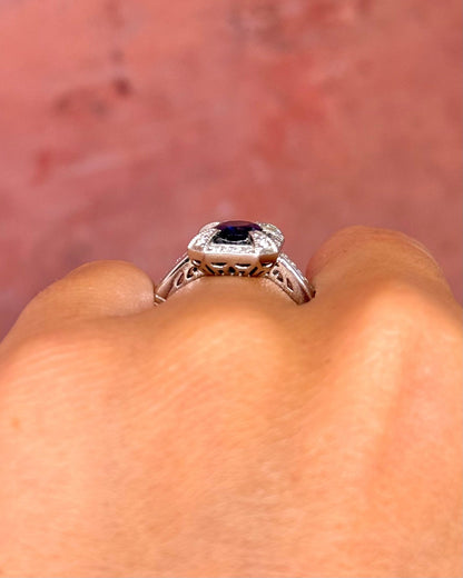 Bague Style Art déco Saphirs Ceylan &amp; Diamants "Lazare" - Elliade Paris