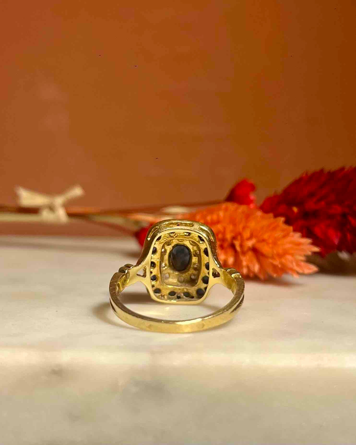 Bague style Art - Déco Saphirs &amp; Diamants "Agatha" - Elliade Paris