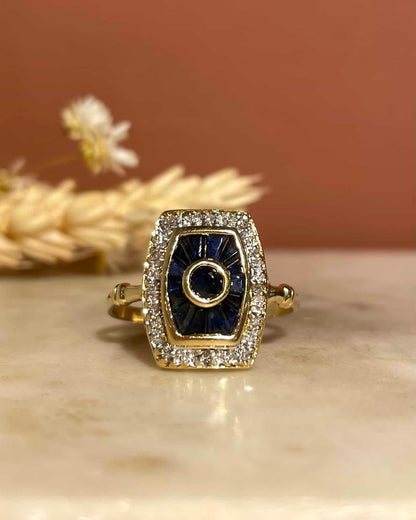 Bague Style Art - Déco Saphirs &amp; Diamants &quot;Aimy&quot; - Elliade Paris