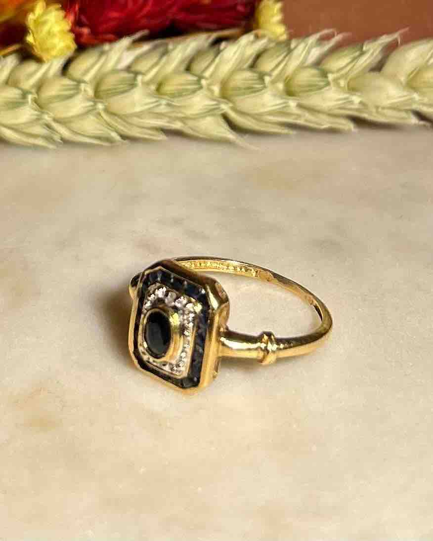 Bague style Art - Déco Saphirs &amp; Diamants "Ava" - Elliade Paris