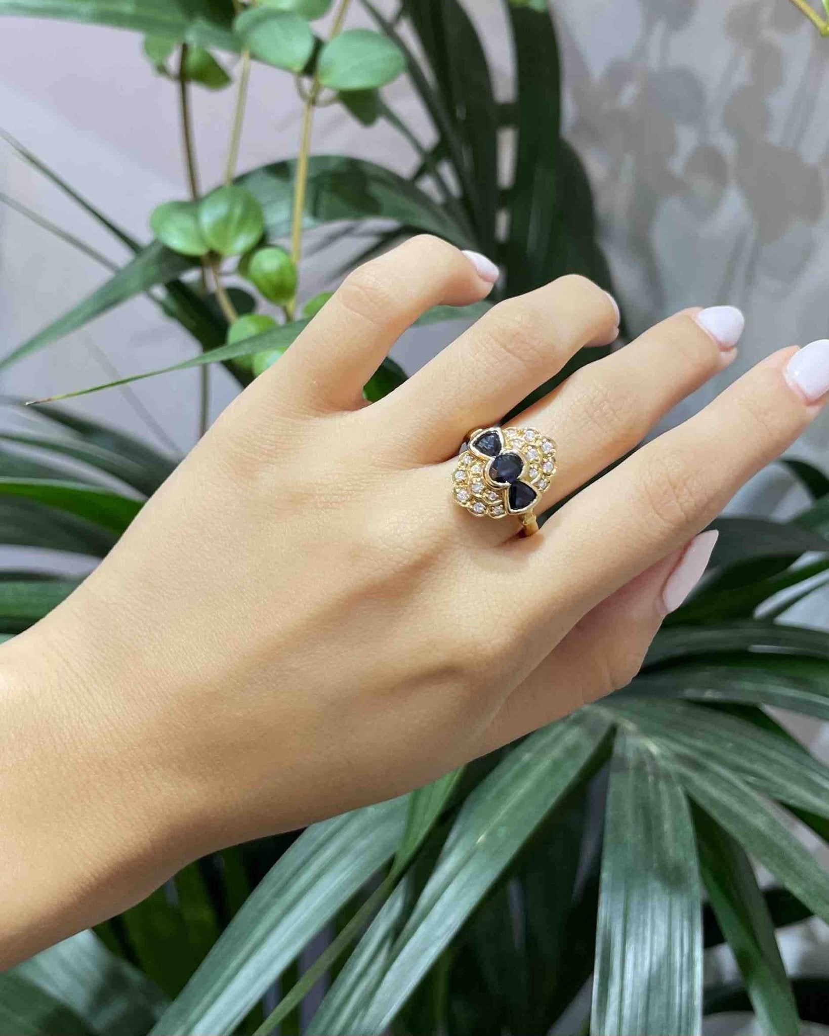 Bague style Art Deco Saphirs &amp; Diamants "Elsa" - Elliade Paris