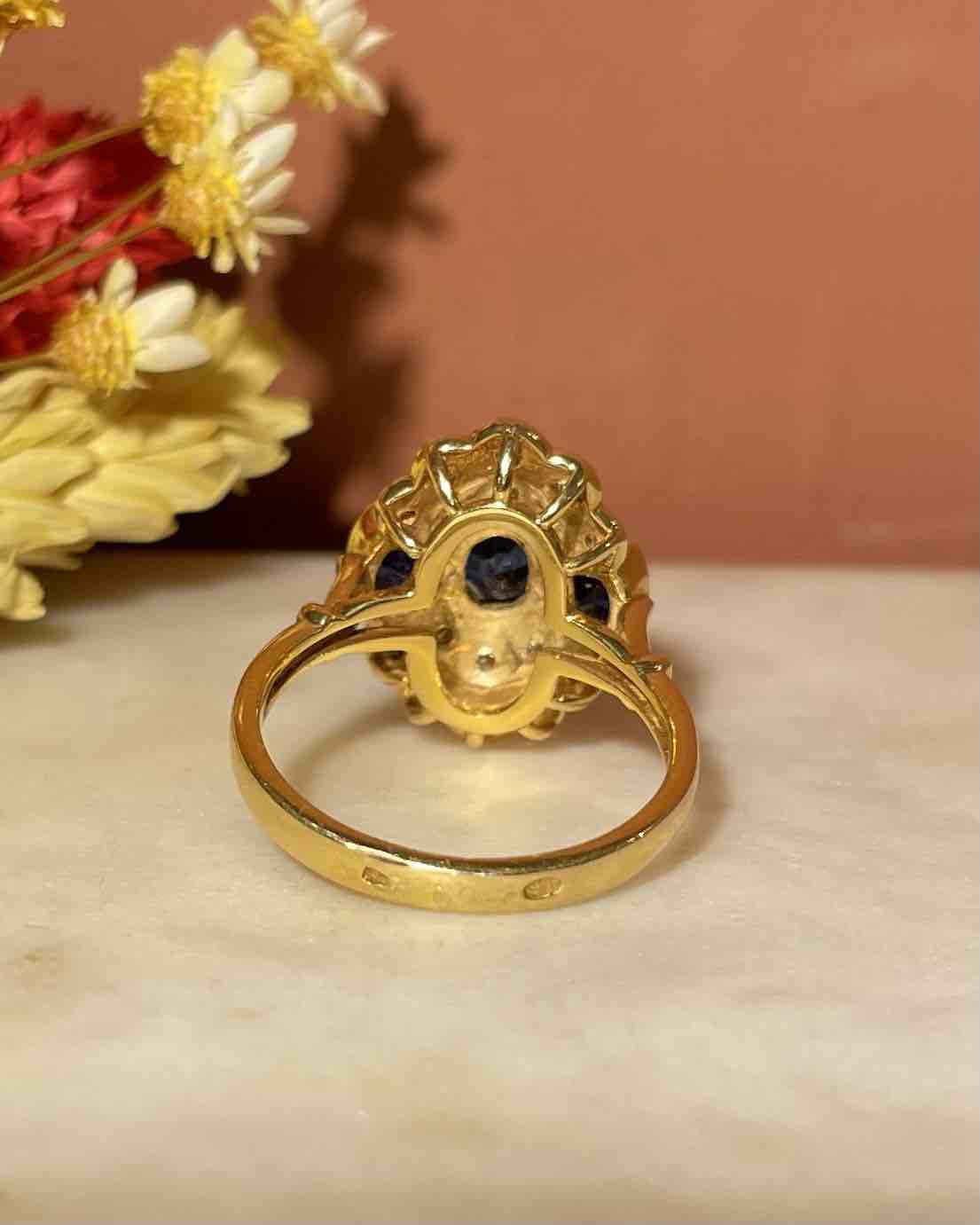 Bague style Art Deco Saphirs &amp; Diamants "Elsa" - Elliade Paris