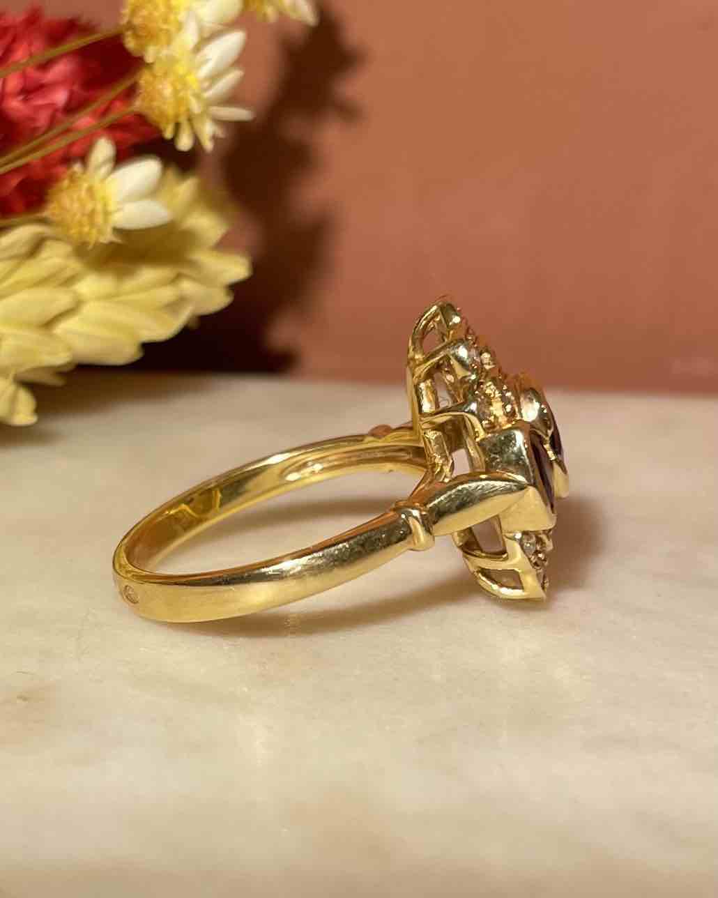 Bague style Art Deco Saphirs &amp; Diamants "Elsa" - Elliade Paris