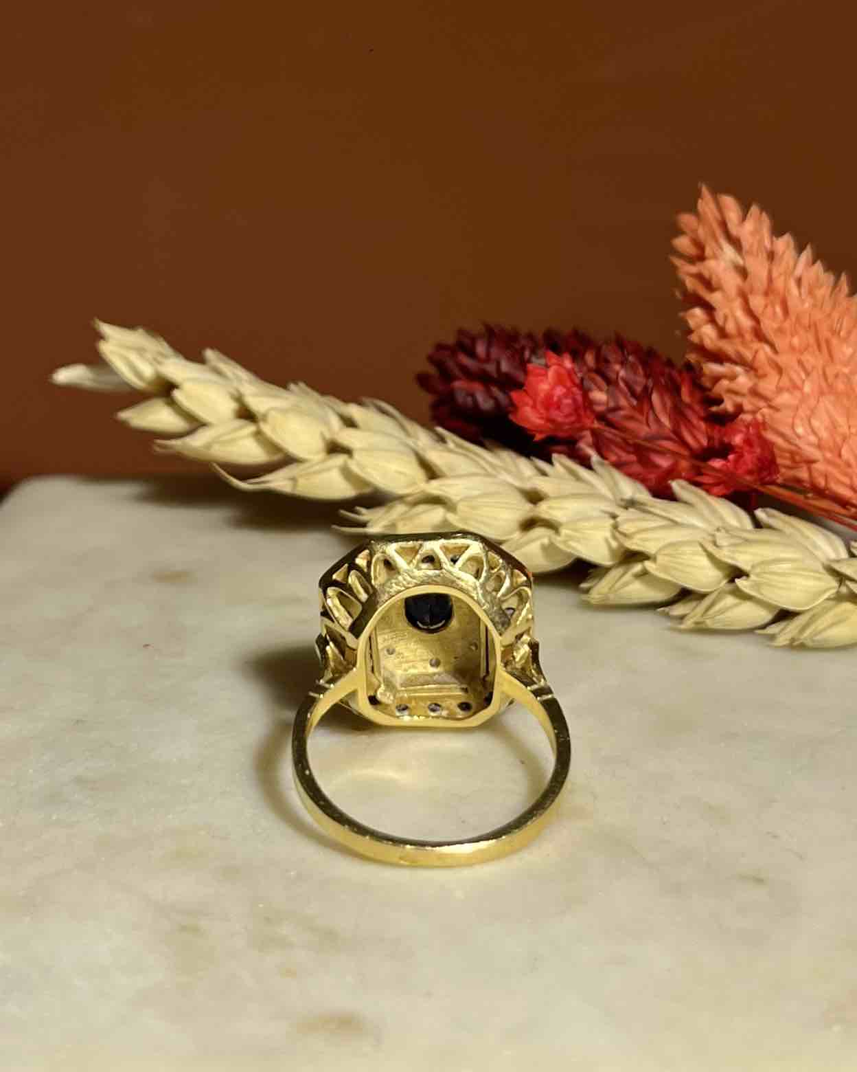 Bague style Art - Déco Saphirs &amp; Diamants "Judith" - Elliade Paris