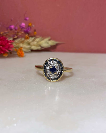 Bague Style Art - Déco Saphirs &amp; Diamants &quot;Katerina&quot; - Elliade Paris
