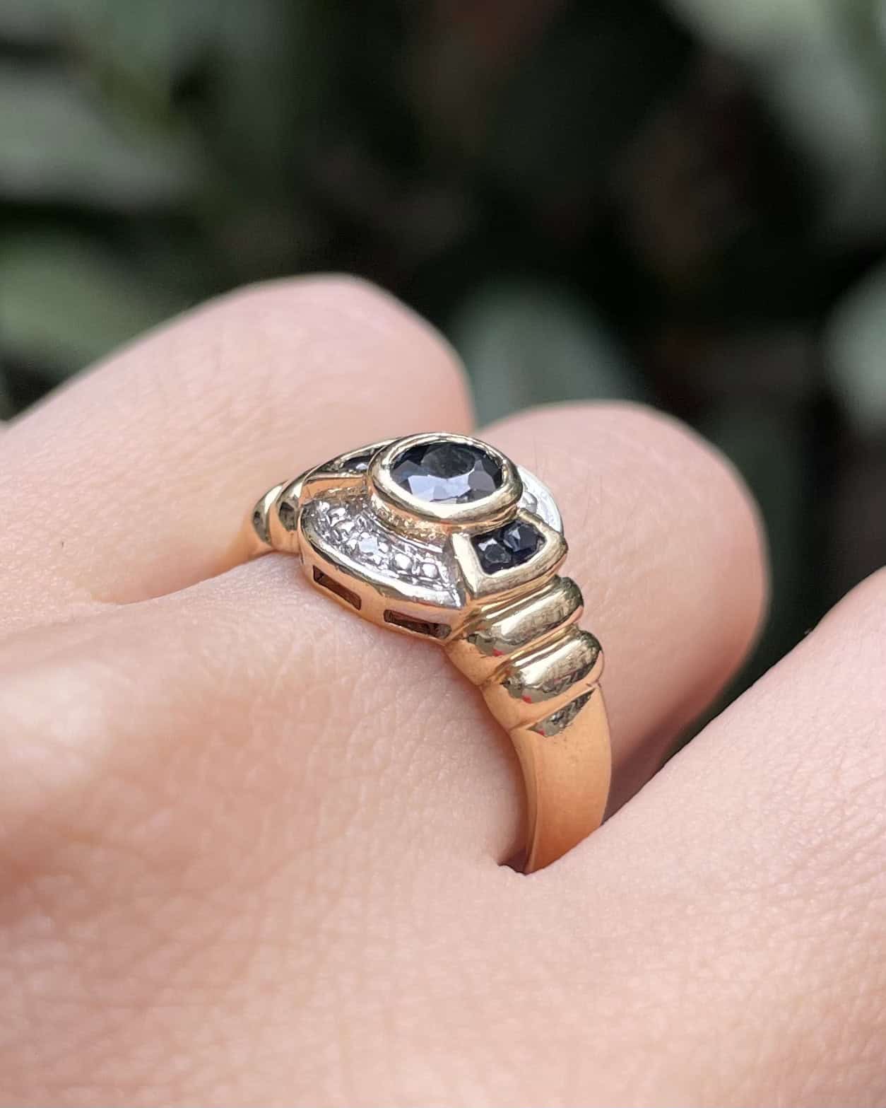 Bague Style Art - Déco Saphirs &amp; Diamants "Natasha" - Elliade Paris