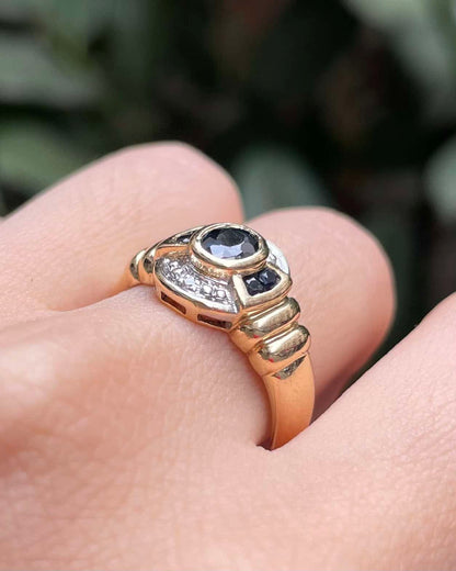 Bague Style Art - Déco Saphirs &amp; Diamants &quot;Natasha&quot; - Elliade Paris