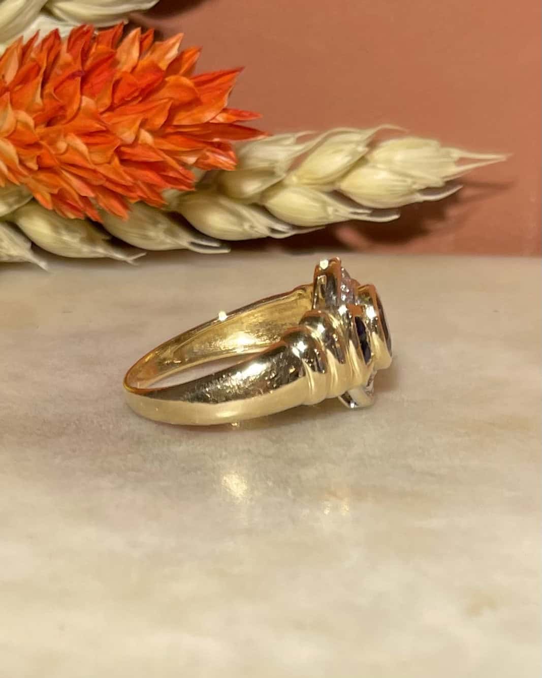 Bague Style Art - Déco Saphirs &amp; Diamants "Natasha" - Elliade Paris