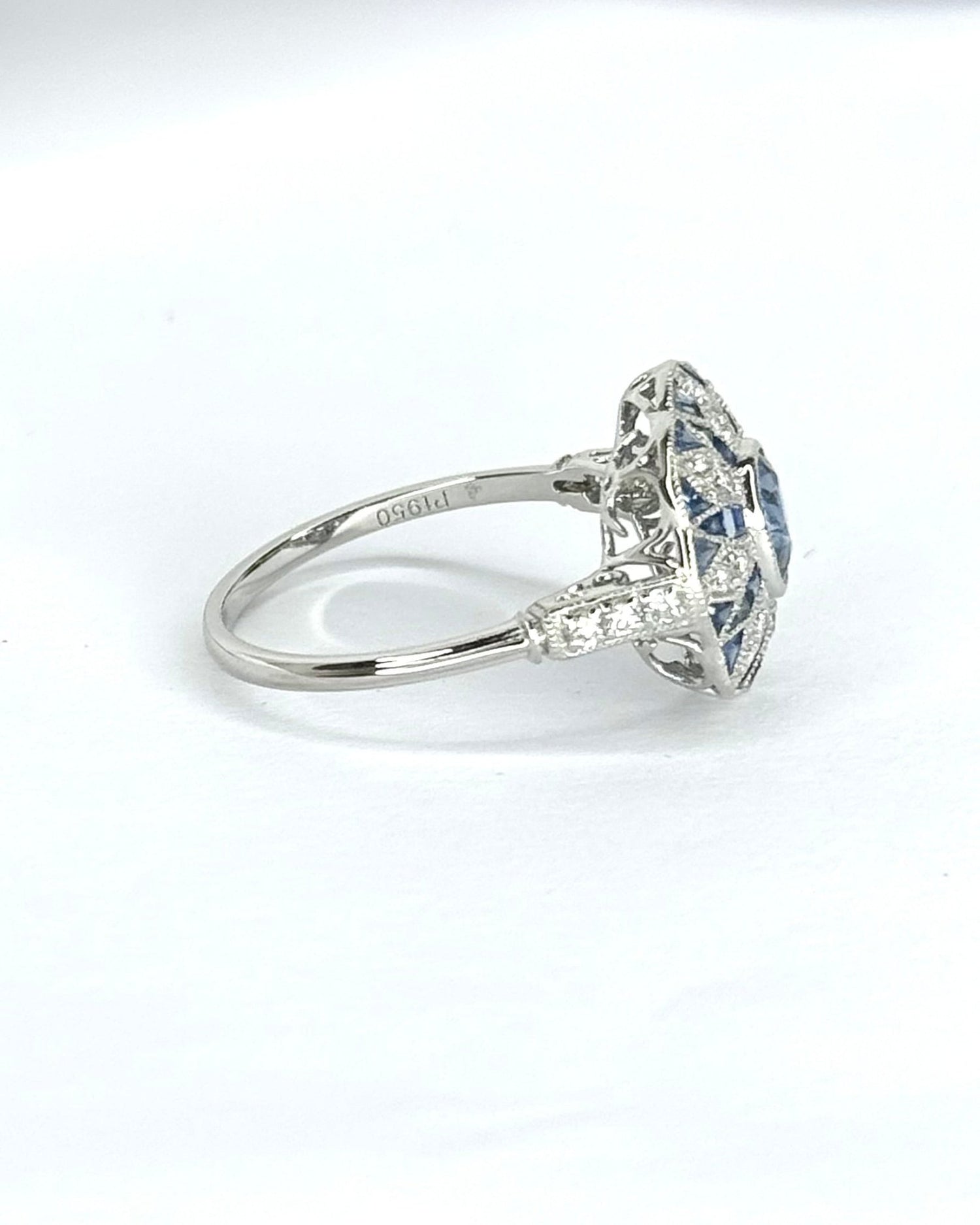 Bague Style Art-Déco Saphirs &amp; Diamants "Poséidon" - Elliade Paris
