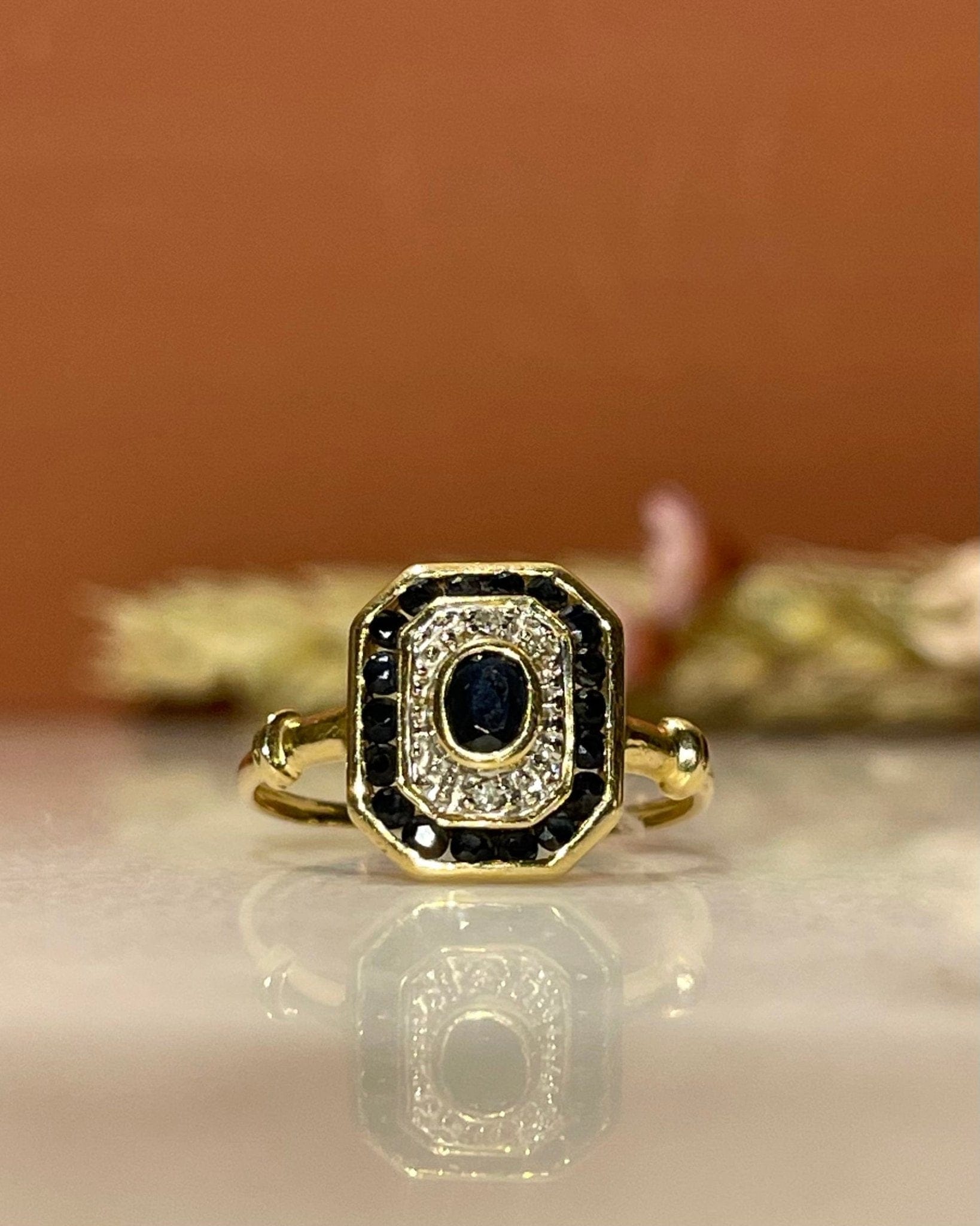 Bague Style Art - Déco Saphirs &amp; Diamants "Wanda" - Elliade Paris