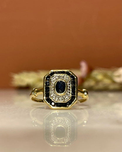 Bague Style Art - Déco Saphirs &amp; Diamants &quot;Wanda&quot; - Elliade Paris