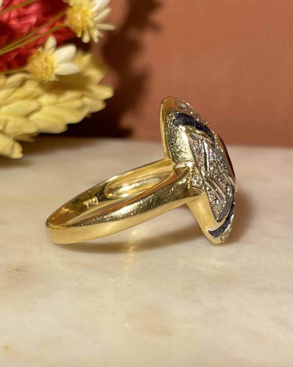 Bague Style Art - Déco Saphirs et Diamants &quot;April&quot; - Elliade Paris