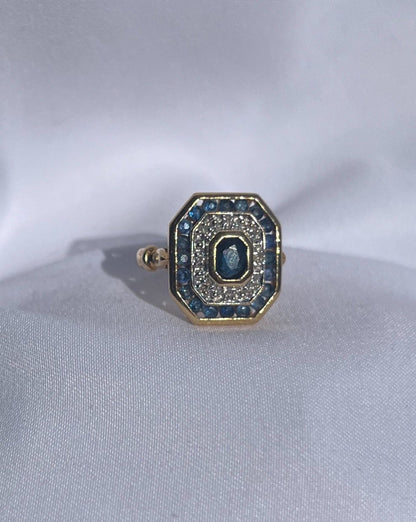 Bague style Art - Déco Saphirs et Diamants &quot;Elodie&quot; - Elliade Paris