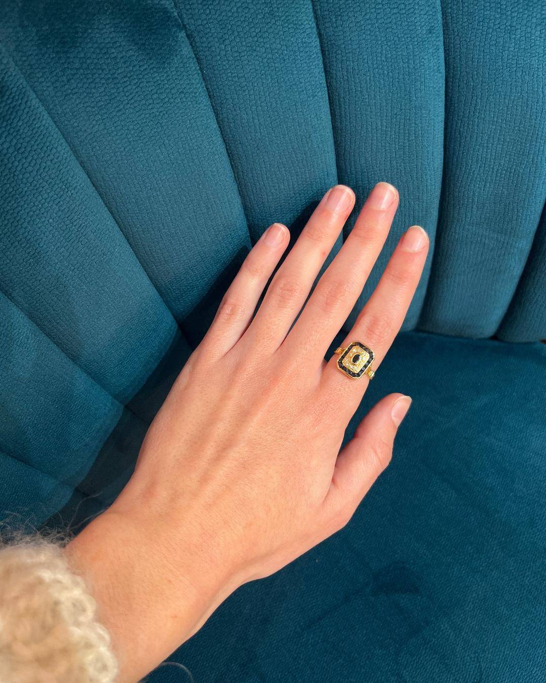 Bague style Art - Déco Saphirs et Diamants &quot;Océane&quot; - Elliade Paris