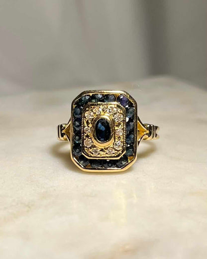Bague style Art - Déco Saphirs et Diamants &quot;Océane&quot; - Elliade Paris