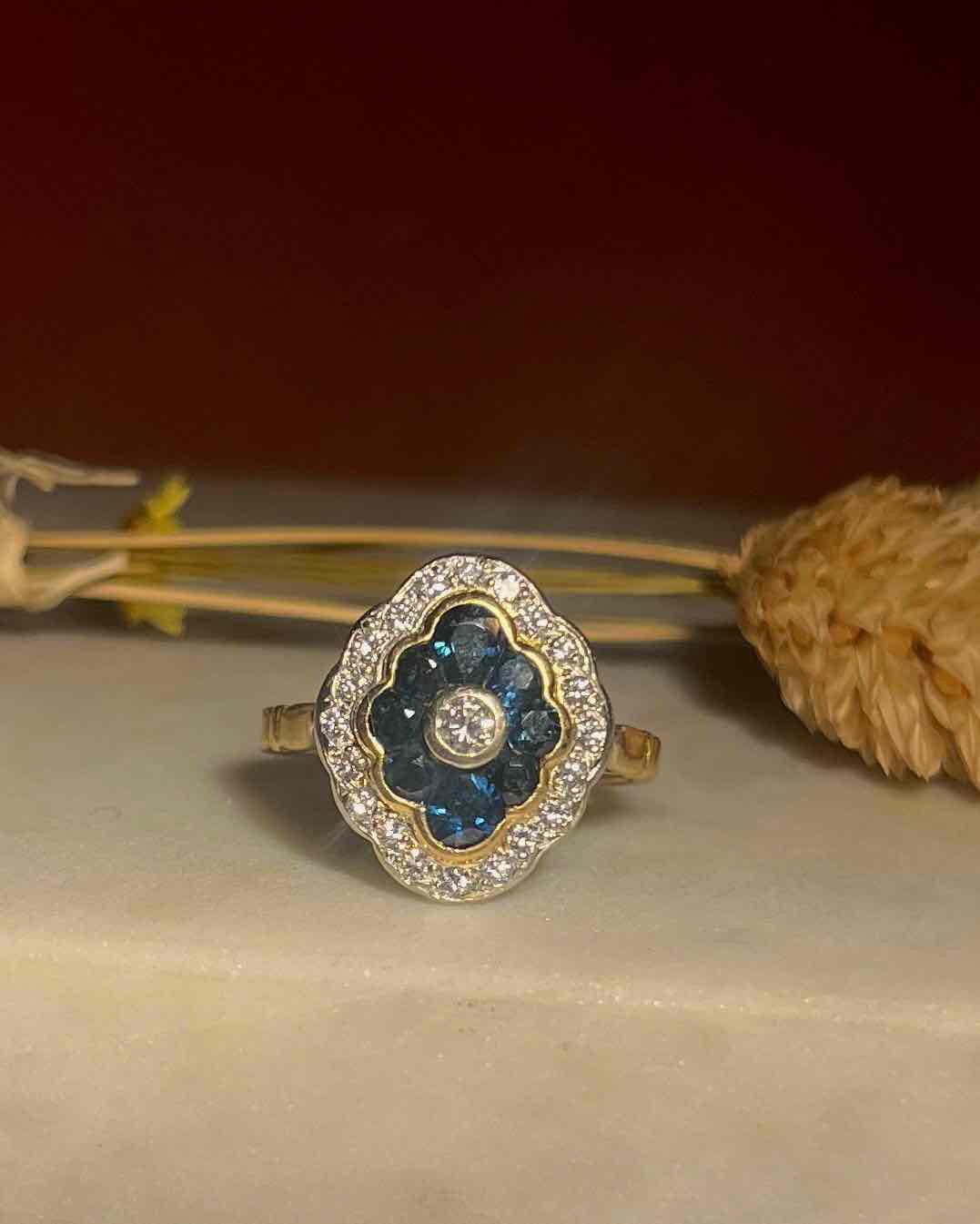 Bague style Art - Déco Saphirs et Diamants "Victoria" - Elliade Paris
