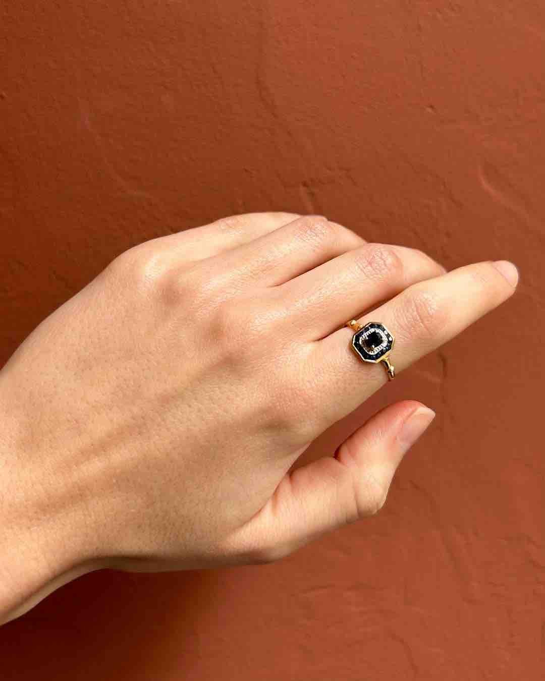 Bague style Art - Déco Saphirs "Pauline" - Elliade Paris