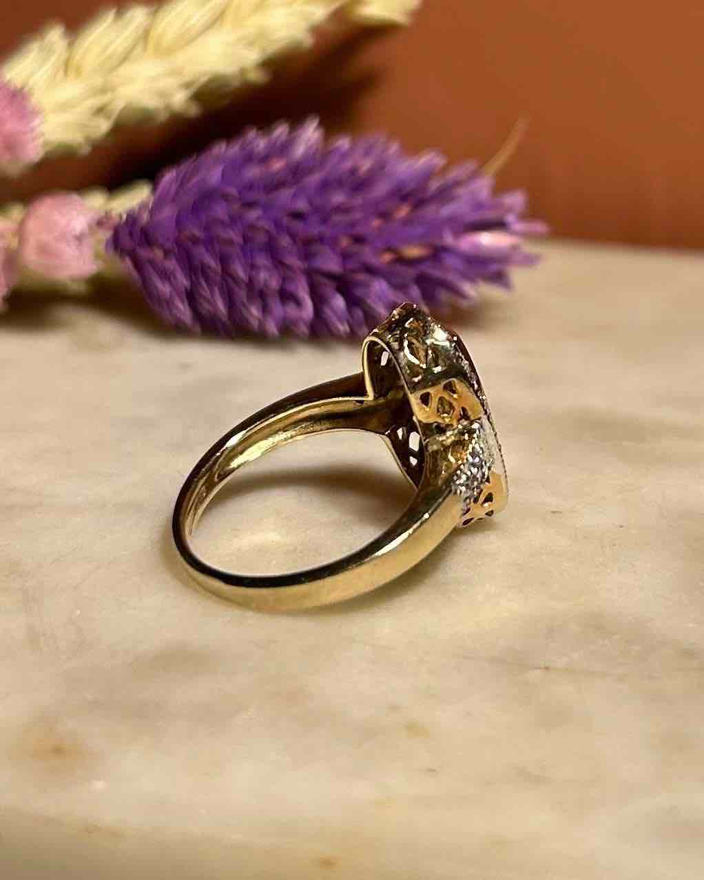 Bague Style Art - Déco Saphirs Rose &amp; Diamants "Rozenn" - Elliade Paris