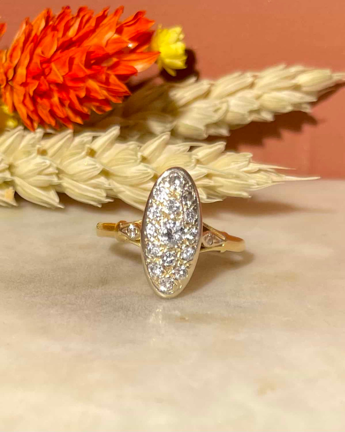 Bague Marquise Or et 17 Diamants &quot;Monica&quot;