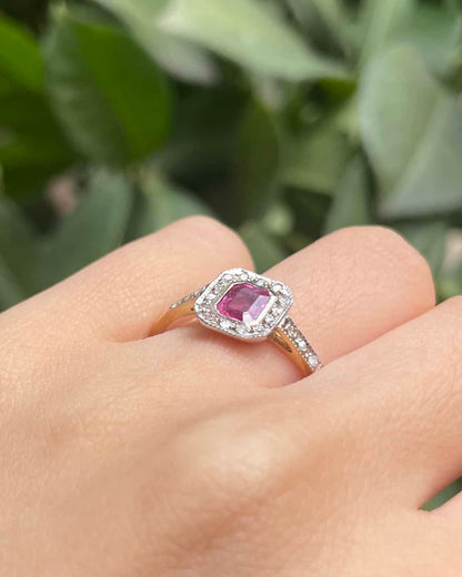 Art Deco Style Ring Ruby 0.50 carat &amp;amp; Diamonds &quot;Alexa&quot;