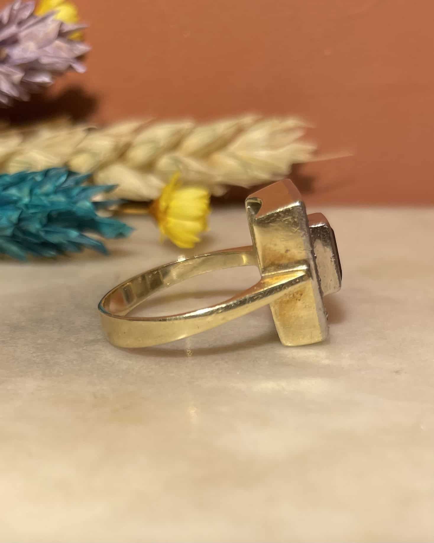 Bague style Art - Déco Tourmaline &amp; 12 Diamants "Savannah" - Elliade Paris