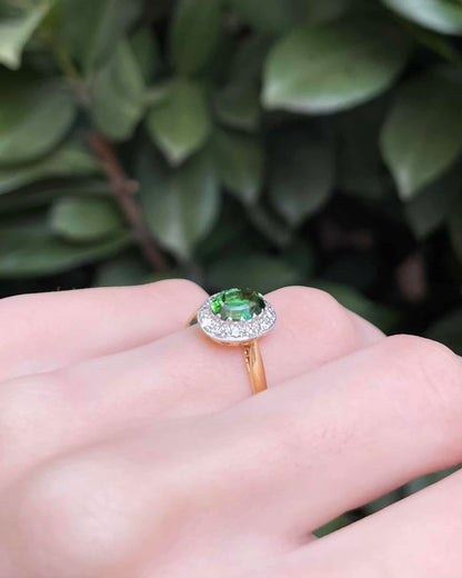 Bague Style Art Deco Tourmaline Verte &amp; Diamants &quot;Havana&quot;