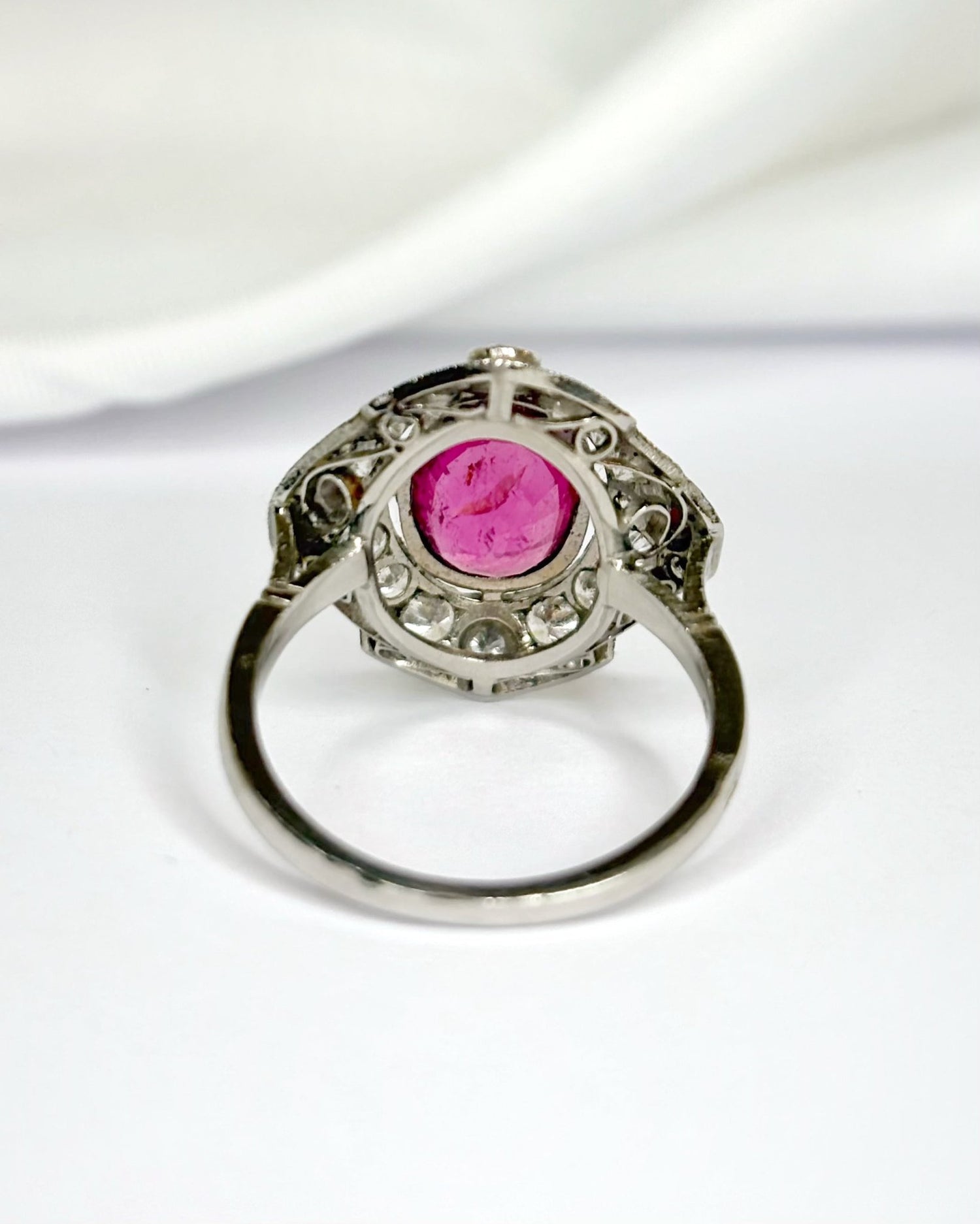 Bague Style Art-Déco Tourmaline Rose 1.60 carat &amp; Diamants 0.76 carat "Tracy" - Elliade Paris