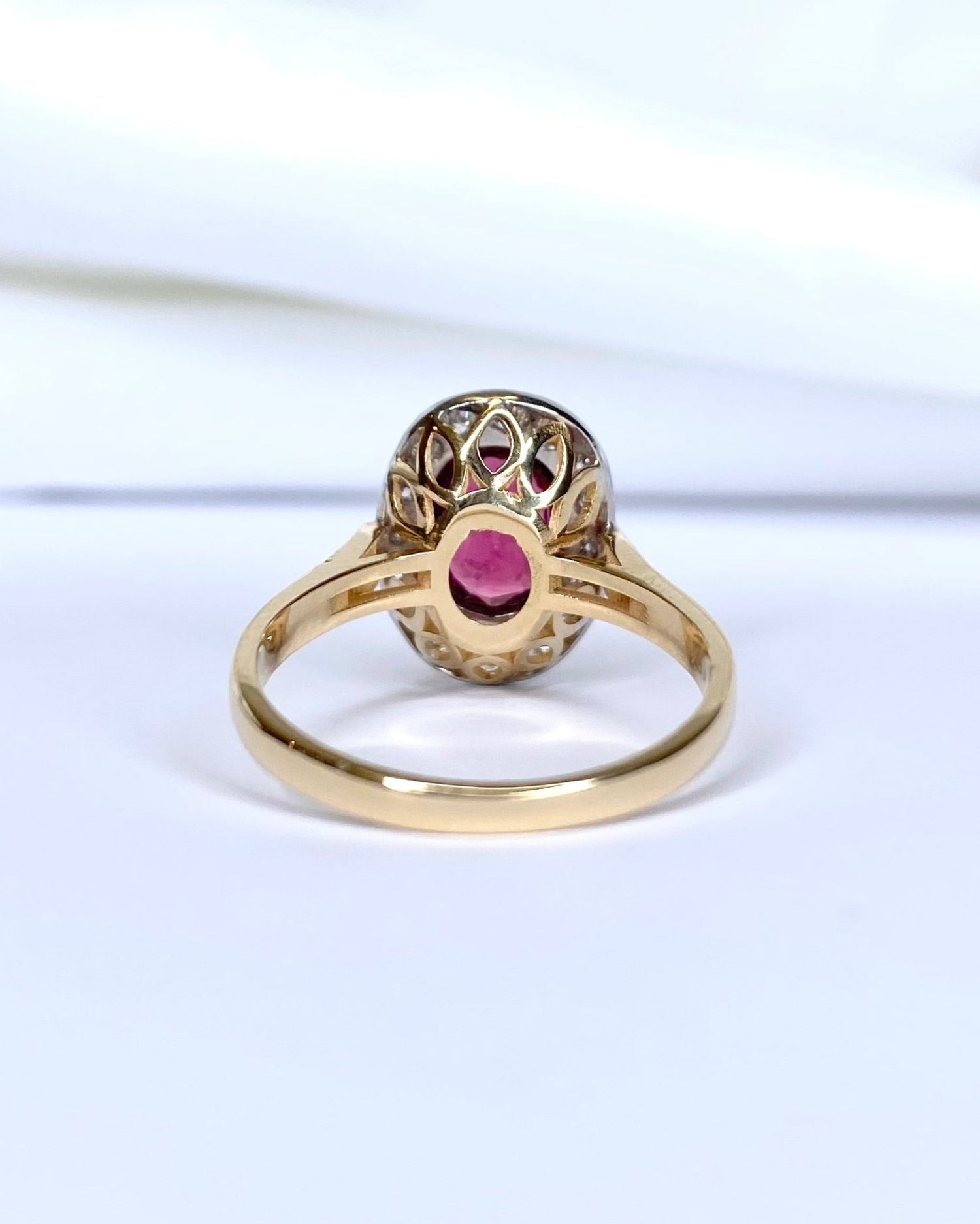 Bague Style Art Déco Tourmaline Rubellite 1.60 carat &amp; Diamants "Dalia" - Elliade Paris