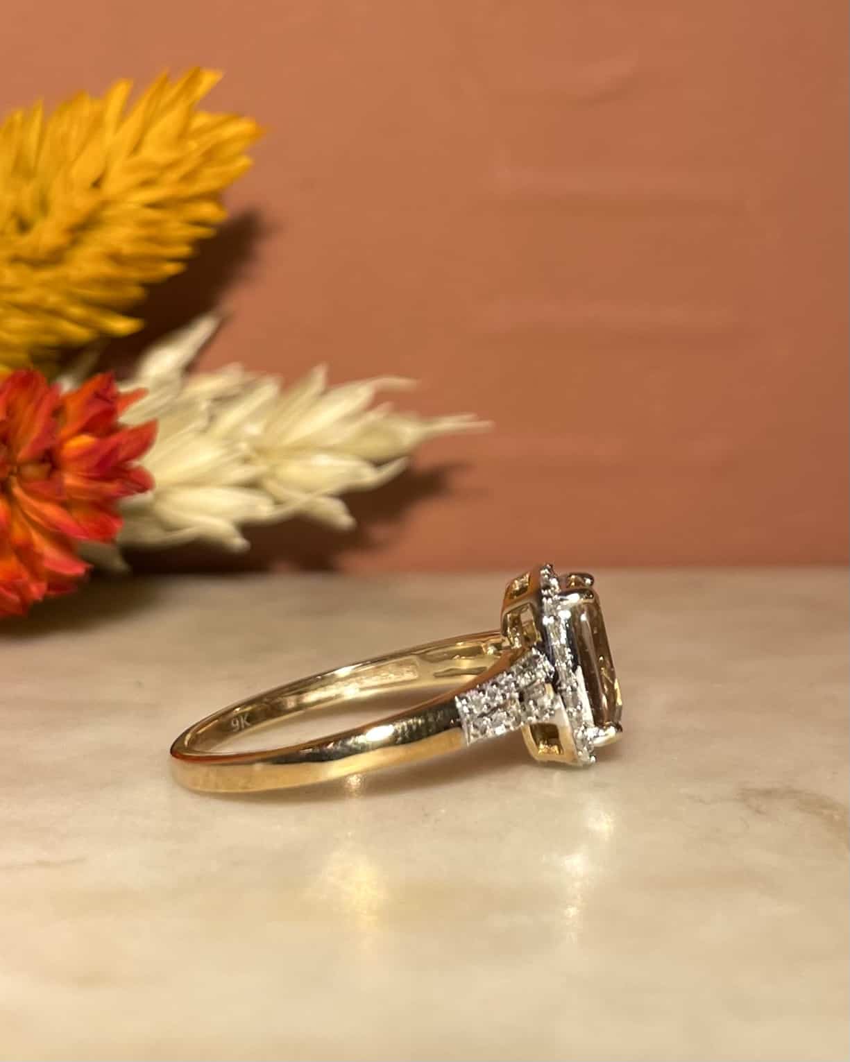 Bague Style Art - Déco Turkizite 1.90 carat &amp; 46 Diamants "Reign" - Elliade Paris