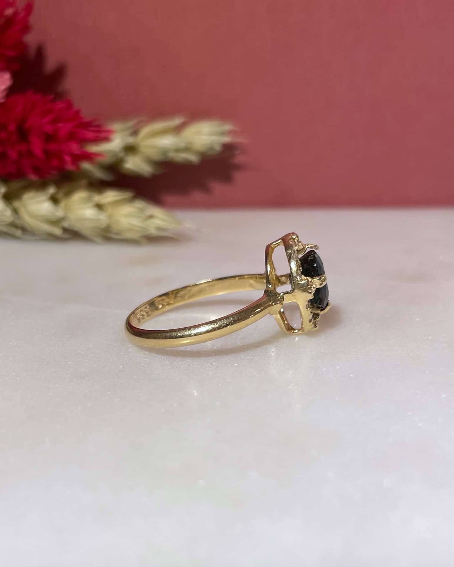 Art Deco Style Ring 1 Carat Sapphire &amp;amp; Diamonds "Romane"