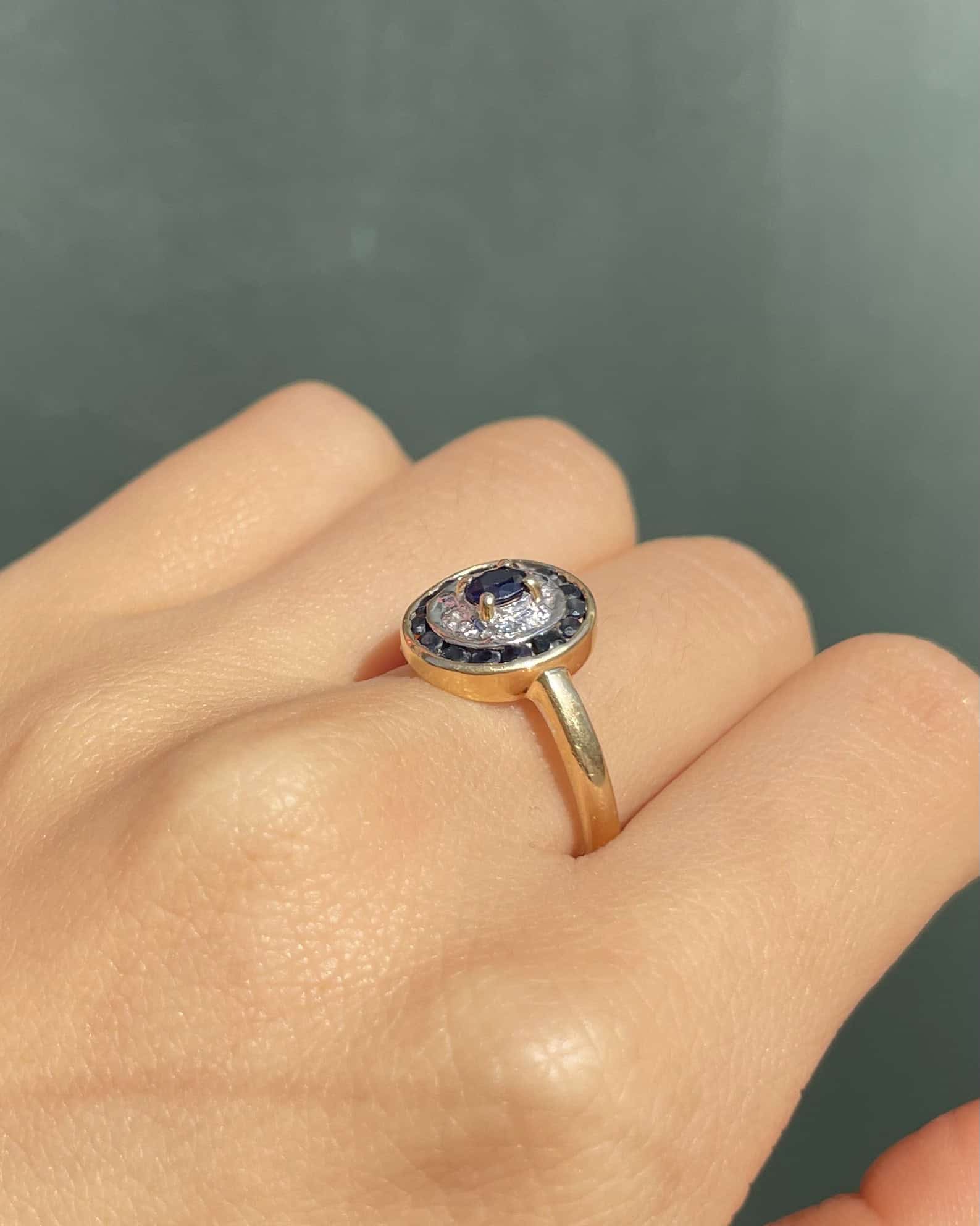 Bague Style Art-Déco Saphirs &amp; Diamants "Katerina" - Elliade Paris