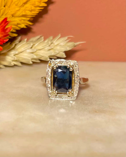 Bague Style Art-déco Saphir &amp; Diamants &quot;Cassey&quot;