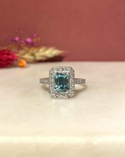 Bague Style Art - Déco Zircon 1.70 Carat &amp; 50 Diamants &quot;Ayla&quot; - Elliade Paris