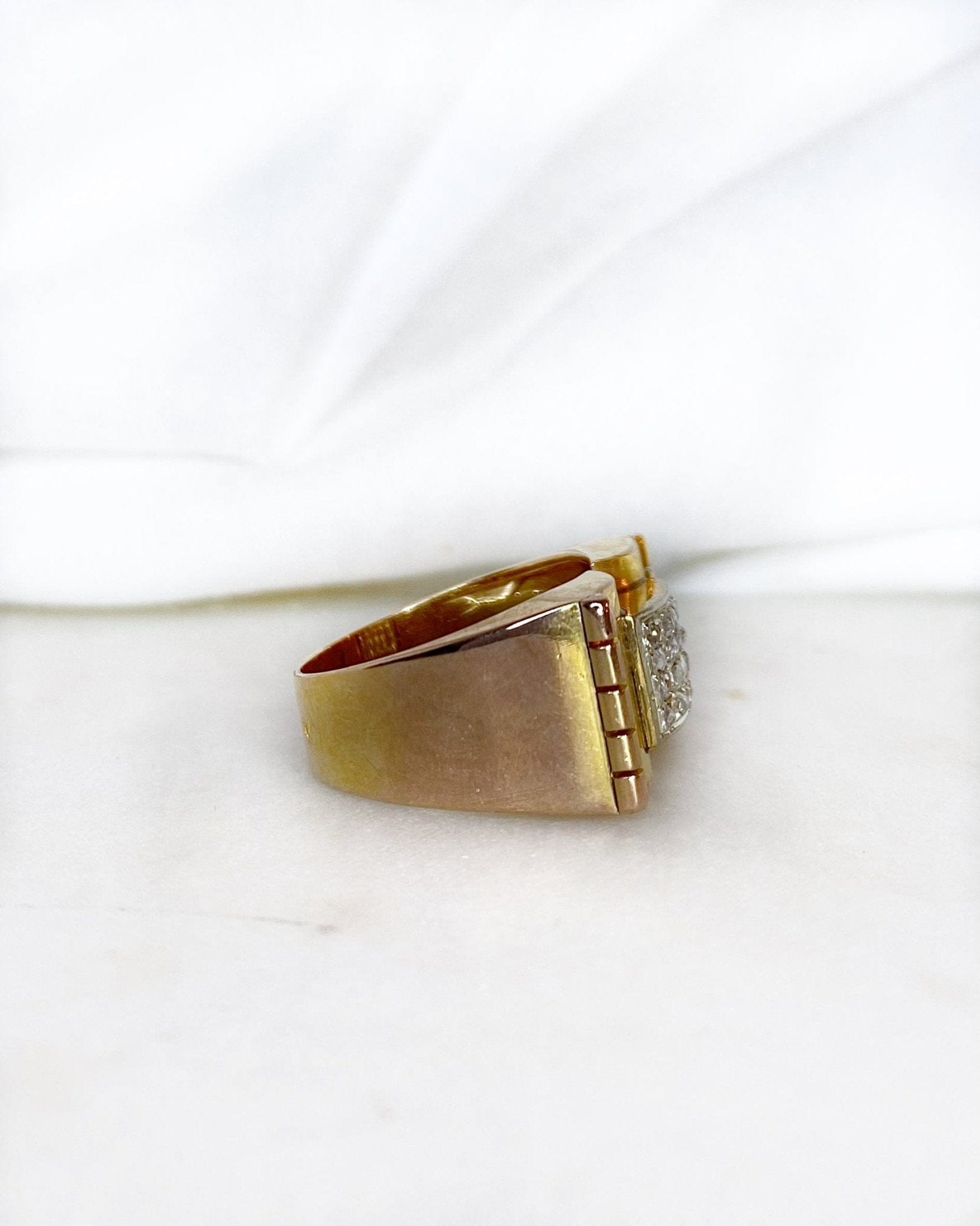 Bague Tank 20 Diamants &amp; or 6,63g "Auréa" - Elliade Paris