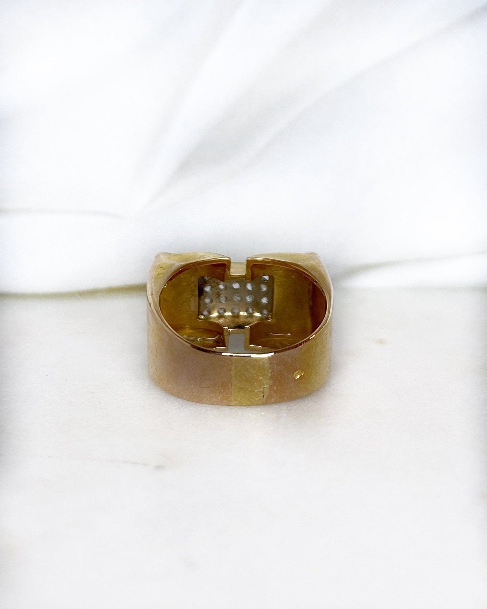 Bague Tank 20 Diamants &amp; or 6,63g "Auréa" - Elliade Paris