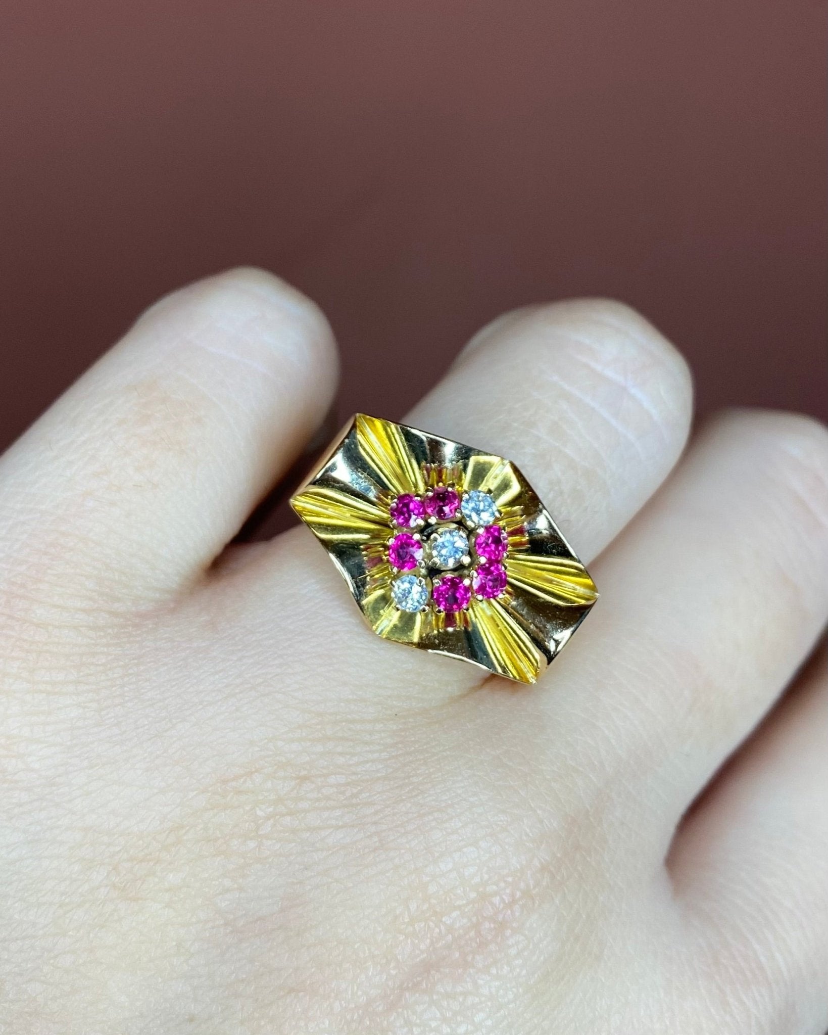 Bague Tank 3 Diamants &amp; Or Jaune 9.3 g "Eleni" - Elliade Paris