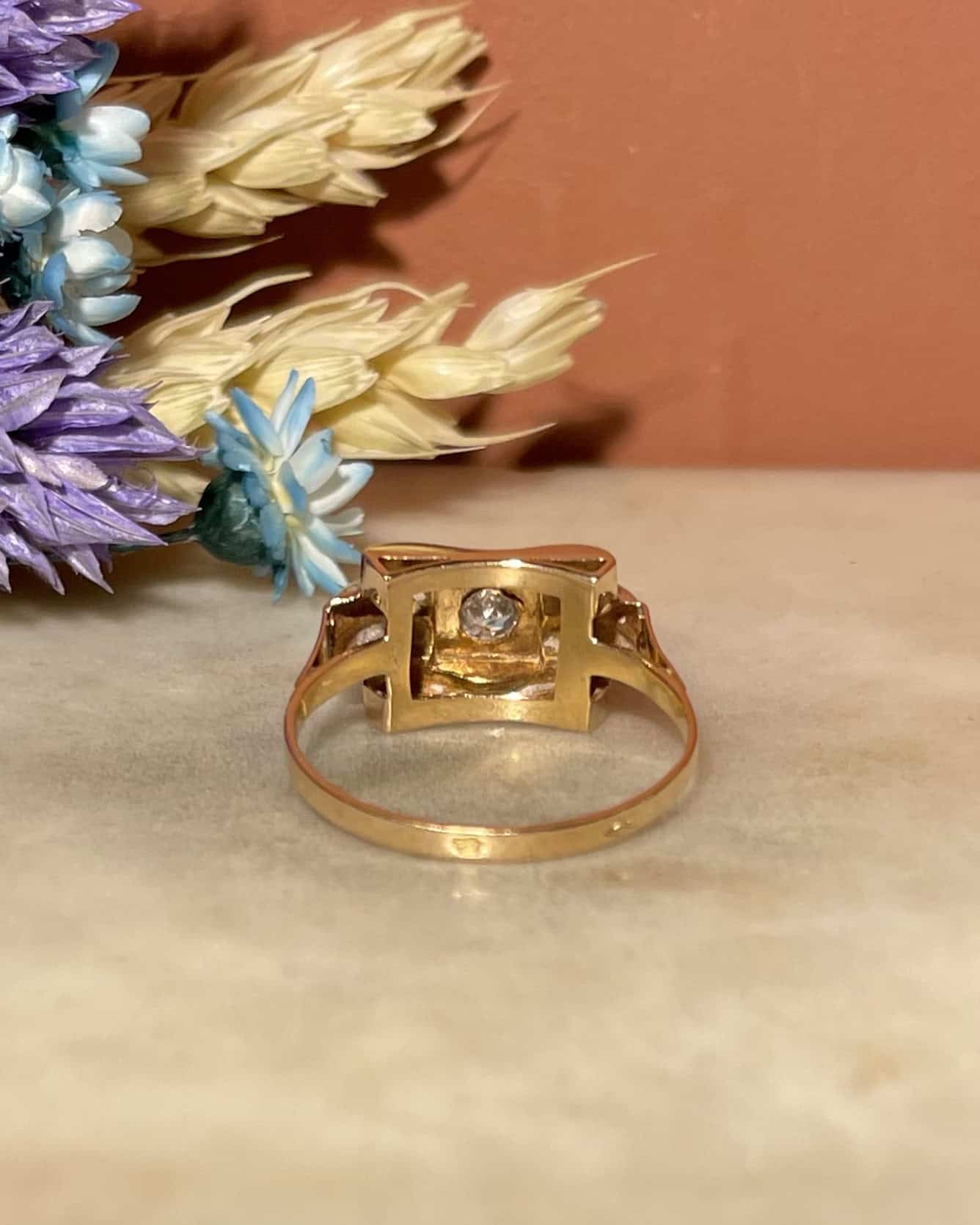 Bague Tank Vintage Topaze bleue &quot;Sonia&quot;