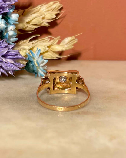 Bague Tank Vintage Topaze bleue &quot;Sonia&quot;