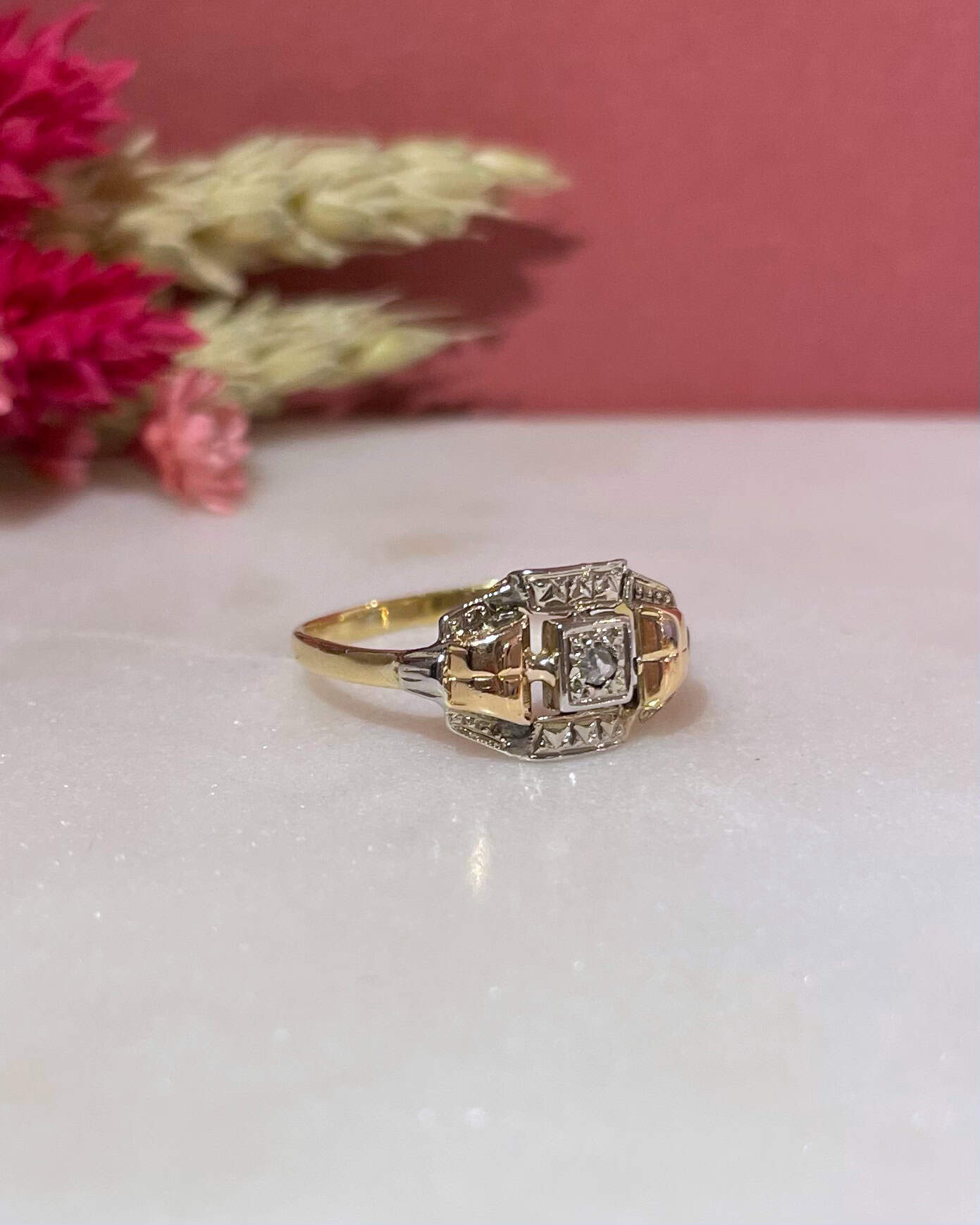 Bague Tank Art - Déco Diamant "Asiya" - Elliade Paris