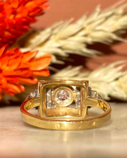 Bague Tank Art - déco Diamant &quot;Gladys&quot; - Elliade Paris