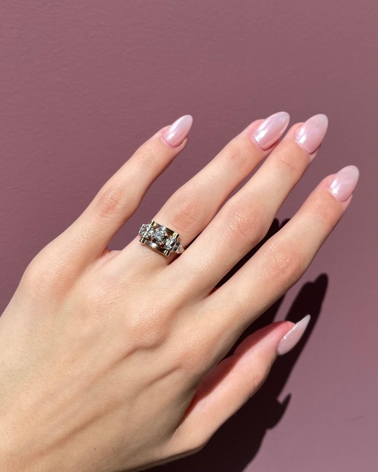 Bague Tank Art - déco Diamant &quot;Gladys&quot; - Elliade Paris