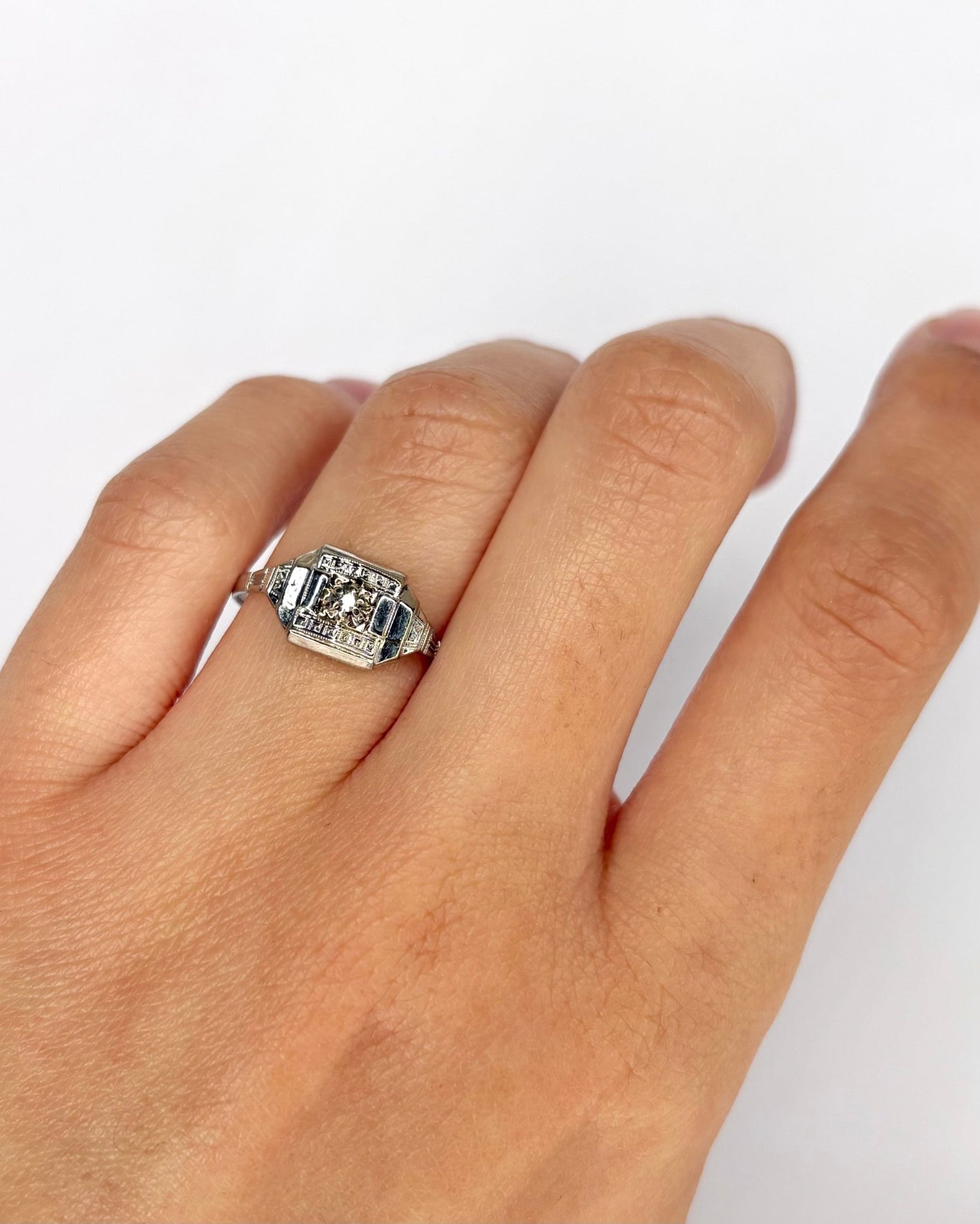 Bague Tank Art Déco Diamant "Juliette" - Elliade Paris