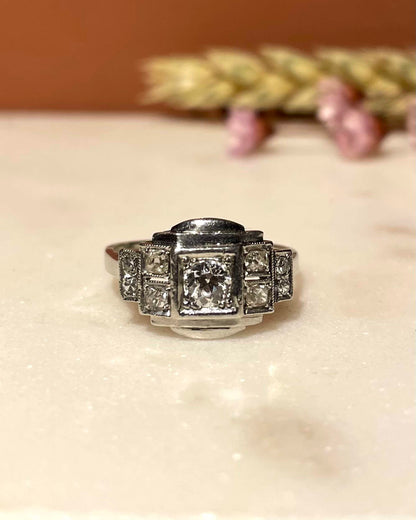 Bague Tank Art - Déco Diamants 0.56 carat &quot;Ethel&quot; - Elliade Paris