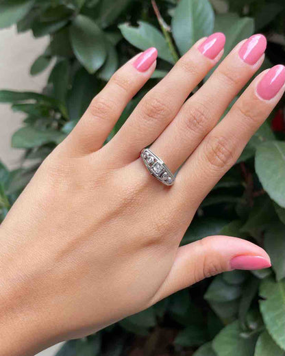 Bague Tank Art Déco Diamants &quot;Laure&quot; - Elliade Paris