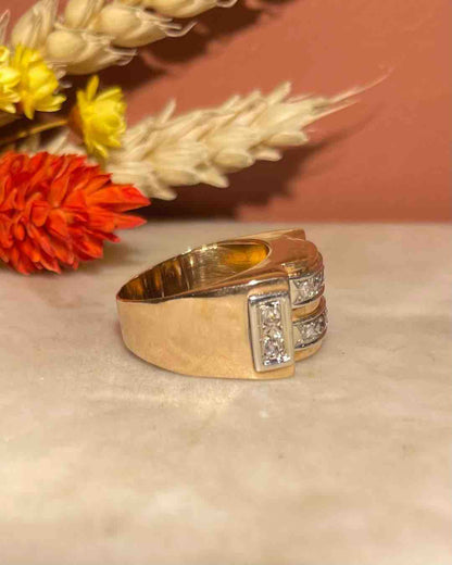 Bague Tank Art - déco Diamants &quot;Oda&quot; - Elliade Paris