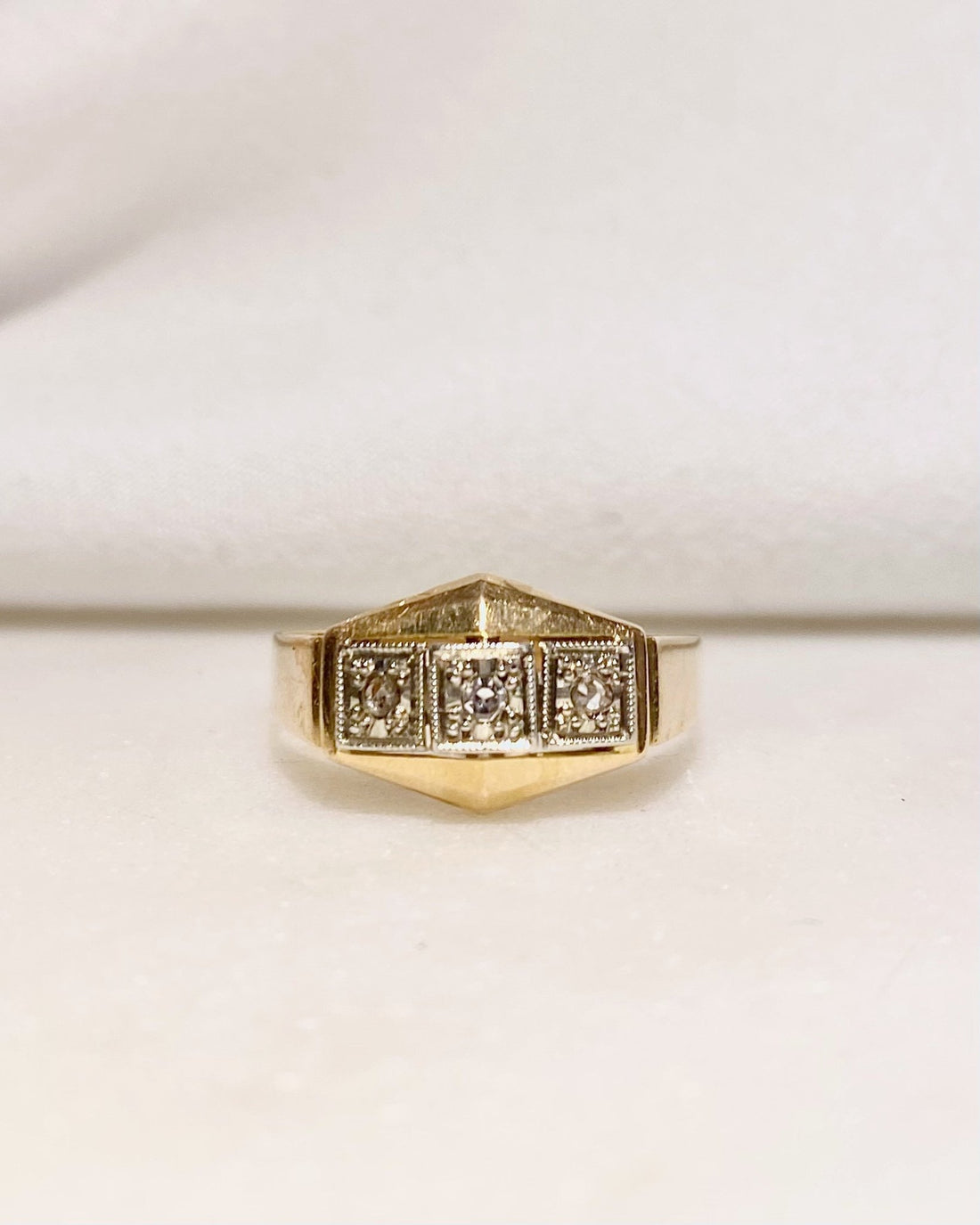 Bague Tank Art - déco Diamants &quot;Palmyre&quot; - Elliade Paris