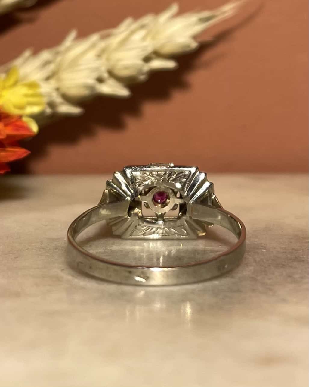 Bague Tank Art - Déco Saphir Rose "Danitsa" - Elliade Paris