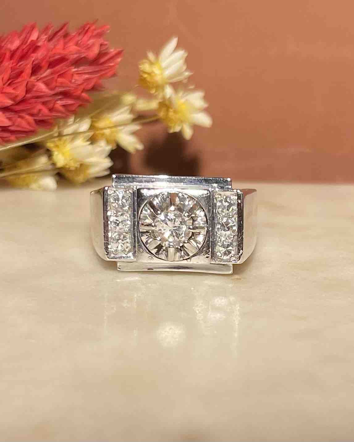 Anillo de tanque de diamantes vintage "Athénaïs"